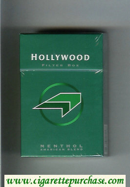 Hollywood Filter Box Menthol American Blend green and light green and black cigarettes hard box