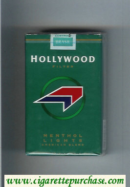 Hollywood Filter Menthol Lights American Blend green and red and black cigarettes soft box