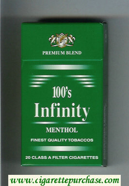 Infinity Menthol Premium Blend 100s cigarettes hard box