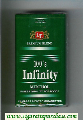 Infinity Menthol Premium Blend 100s cigarettes soft box
