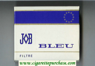 JOB Bleu Filtre white and blue cigarettes wide flat hard box