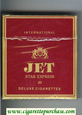 Jet Star Express 20 Deluxe Cigarettes 100s International wide flat hard box