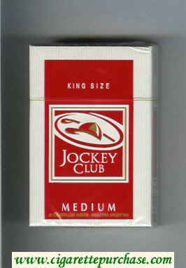 Jockey Club Medium King Size red and white cigarettes hard box