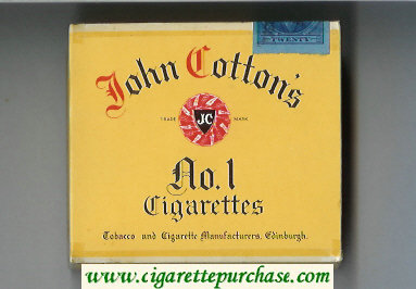 John Cotton's No 1 cigarettes wide flat hard box