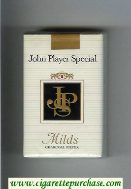 John Player Special Milds Charcoal Filter white and black cigarettes soft box