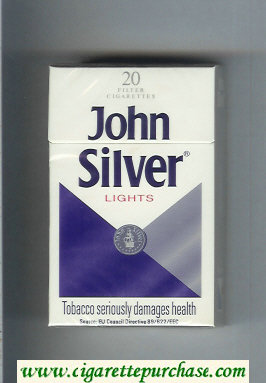 John Silver Lights white and blue and grey cigarettes hard box