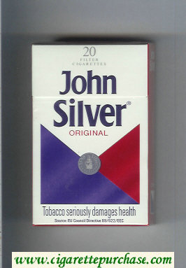 John Silver Original white and blue and red cigarettes hard box