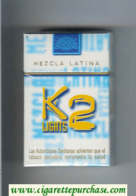 K2 Lights Mezcla Latina cigarettes hard box