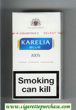 Karelia Blue Finest Virginia Tobaccos 100s cigarettes hard box