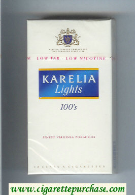 Karelia Lights Finest Virginia Tobaccos 100s cigarettes hard box