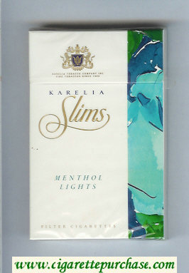 Karelia Slims Menthol Lights 100s cigarettes hard box