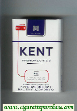 Kent USA Blend Premium Lights 8 Triple Filter cigarettes hard box