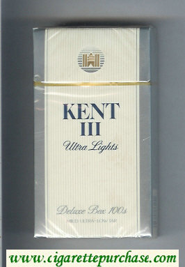 Kent III Ultra Lights Deluxe Box 100s Mild Ultra-Low Tar cigarettes hard box