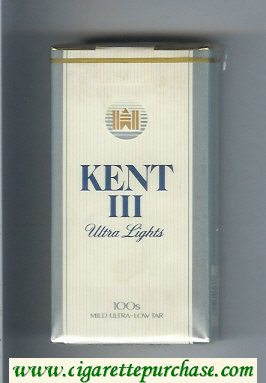 Kent III Ultra Lights 100s Mild Ultra-Low Tar cigarettes soft box