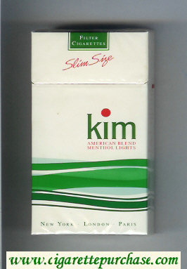 Kim American Blend Menthol Lights 100s cigarettes hard box