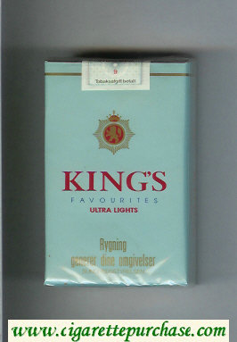 King's Favourites Ultra Lights light blue cigarettes soft box