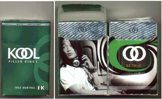 Kool Filter Kings True Menthol cigarettes hard box