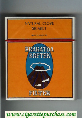 Krakatoa Kretek Filter 100s cigarettes wide flat hard box