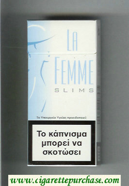 La Femme Slims 100s white and light blue cigarettes hard box