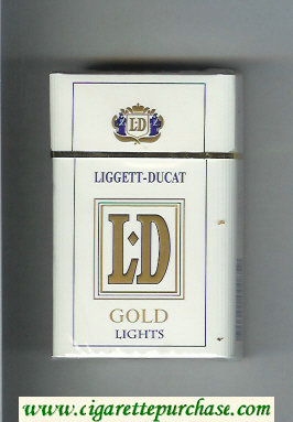 LD Liggett-Ducat cigarettes Gold Lights white hard box