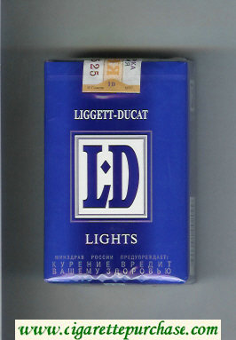 LD Liggett-Ducat Lights blue and white cigarettes soft box