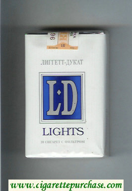 LD Liggett-Ducat Lights white and blue cigarettes soft box