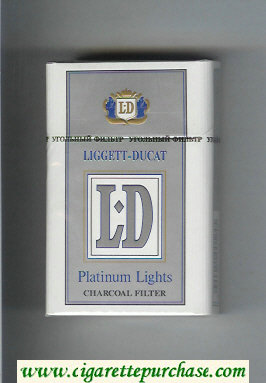 LD Liggett-Ducat Platinum Lights silver and white cigarettes hard box