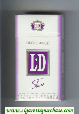 LD Liggett-Ducat Slims 100s white and violet cigarettes hard box