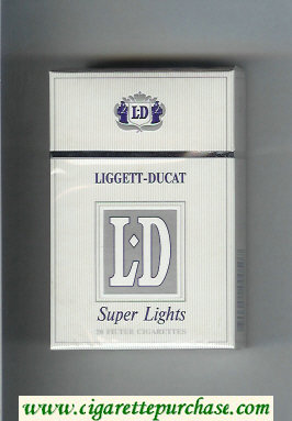 LD Liggett-Ducat Super Lights white and silver cigarettes hard box