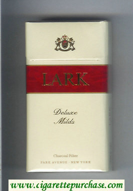 Lark Deluxe Milds 100s Charcoal Filter white and red cigarettes hard box