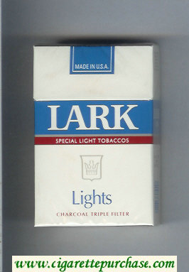 Lark Lights Special Light Tobaccos Charcoal Triple Filter white and blue cigarettes hard box