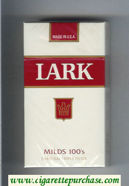 Lark Milds 100s Charcoal Triple Filter white and red cigarettes hard box