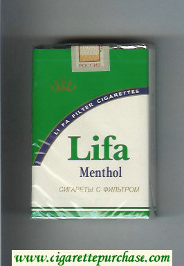 Lifa Menthol white and green cigarettes soft box