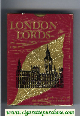 London Lords 100s cigarettes wide flat hard box