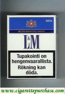 Discount L&M Mellow Distinctively Smooth Blue Label 30s cigarettes hard box