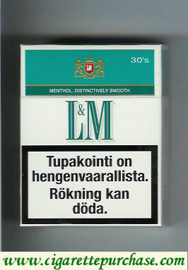 Discount L&M Menthol Distinctively Smooth Menthol Cool 30s cigarettes hard box