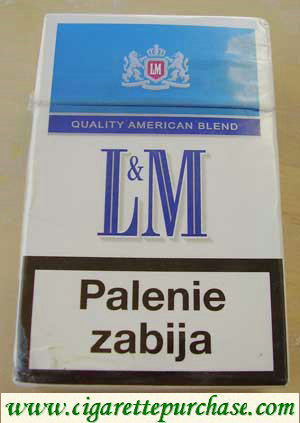 Discount L&M Quality American Blend Blue Label cigarettes hard box