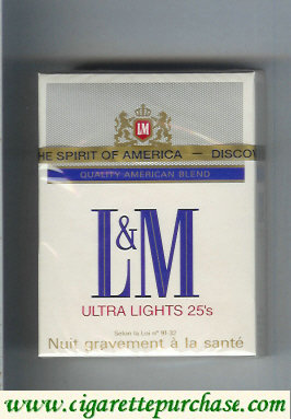 Discount L&M Quality American Blend Ultra Lights 25s cigarettes hard box