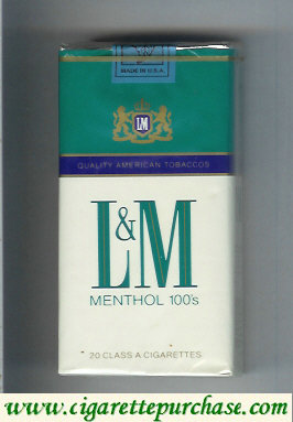 Discount L&M Quality American Tobaccos Menthol 100s cigarettes soft box