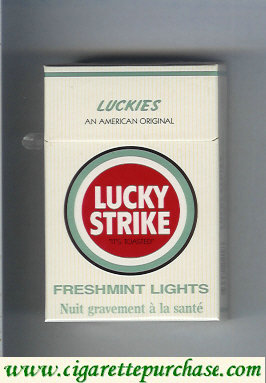Discount Lucky Strike Luckies An American Original Freshmint Lights cigarettes hard box