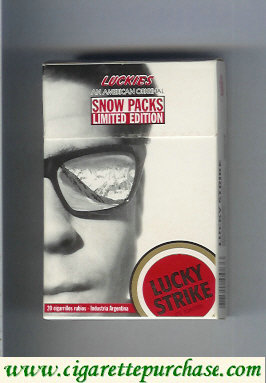 Discount Lucky Strike Luckies Snow Packs cigarettes hard box