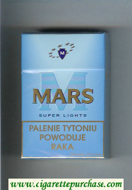 M Mars Super Lights cigarettes hard box