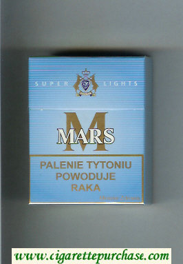 M Mars Super Lights cigarettes hard box