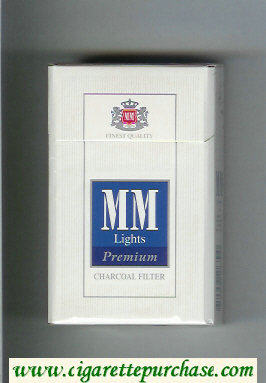 MM Premium Lights Charkoal Filter white and blue cigarettes hard box