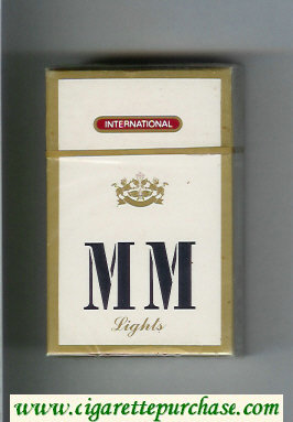 MM Lights International white and gold cigarettes hard box