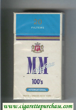 MM Lights 100s International white and bule cigarettes hard box