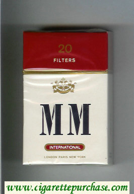 MM International white and red cigarettes hard box