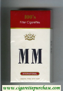 MM International 100s white and red cigarettes hard box