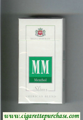 MM Slims Menthol American Blend white and green cigarettes hard box