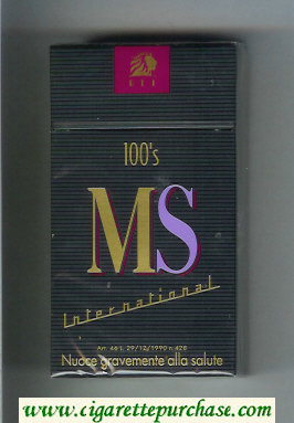 MS ETI International 100s cigarettes hard box